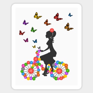 Woman Cyclist Sticker